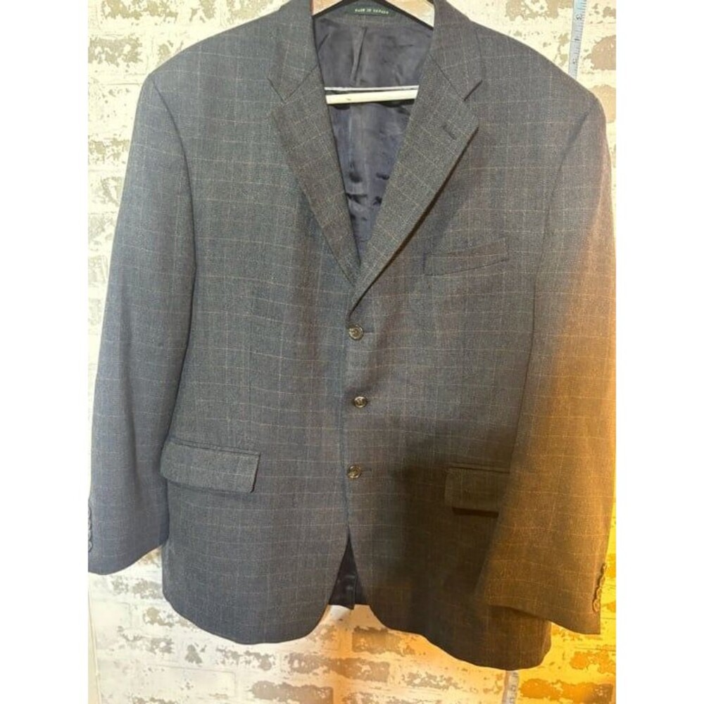 Lauren Ralph Lauren Wool Windowpane Plaid Sport Coat Blazer 48R